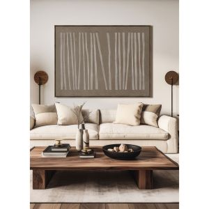 RAYA A ΠΙΝΑΚΑΣ ΔΙΑΚΟΣΜΗΤΙΚΟΣ ΜΕ ΚΟΡΝΙΖΑ 90x120x4cm ΚΑΜΒΑΣ ΚΑΦΕ ΜΠΕΖ ΞΥΛΟ ΦΥΣΙΚΟ