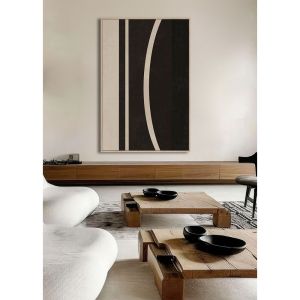 SOLAIRE A ΠΙΝΑΚΑΣ ΔΙΑΚΟΣΜΗΤΙΚΟΣ ΜΕ ΚΟΡΝΙΖΑ 80x120x4cm ΚΑΜΒΑΣ ΚΑΦΕ ΣΚΟΥΡΟ ΜΠΕΖ ΞΥΛΟ ΦΥΣΙΚΟ