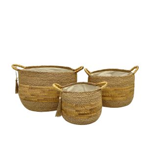 STRAWSY ΚΑΛΑΘΙ ΥΑΚΙΝΘΟΥ SET 3ΤΜΧ 52x52x33cm ΥΑΚΙΝΘΟΣ ΦΥΣΙΚΟ ΜΠΕΖ