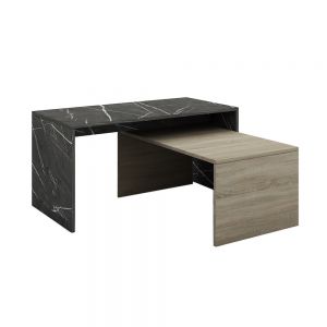 PETRA DUO COFFEE TABLE ΠΕΤΡΑ SONOMA ΣΚΟΥΡΟ 90x45xH45cm