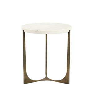 BLANCHE SIDE TABLE ΛΕΥΚΟ BRASS ANTIQUE 55x55xH61cm