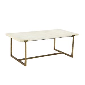 BAKARI COFFEE TABLE ΛΕΥΚΟ BRASS ANTIQUE 122x61xH44,5cm