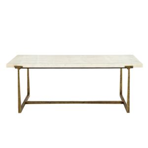 BAKARI COFFEE TABLE ΛΕΥΚΟ BRASS ANTIQUE 122x61xH44,5cm