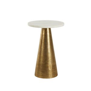 CONO COFFEE TABLE ΛΕΥΚΟ ANTIQUE BRASS 29x29xH43cm