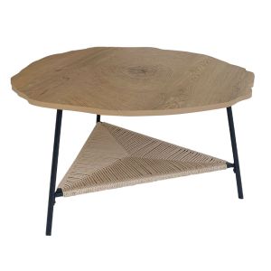 TREE COFFEE TABLE ΦΥΣΙΚΟ ΜΑΥΡΟ 80x80xH42cm