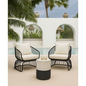 DUETTO SIDE TABLE ΜΑΥΡΟ ΛΕΥΚΟ 44.5x44.5x56.5