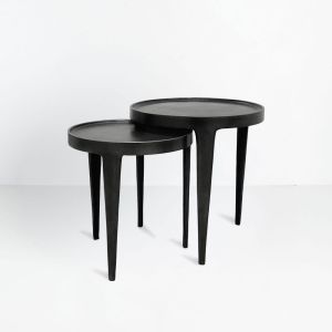 INK SIDE TABLE SET 2ΤΕΜ ΜΑΥΡΟ 43x43x45.5cm