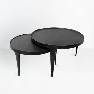 INK COFFEE TABLE SET 2ΤΕΜ ΜΑΥΡΟ 75x75x45.5cm