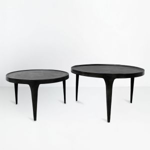 INK COFFEE TABLE SET 2ΤΕΜ ΜΑΥΡΟ 75x75x45.5cm
