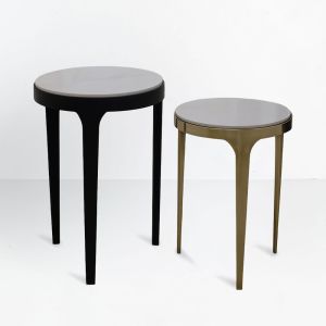 STICKS SIDE TABLE SET 2ΤΕΜ ΛΕΥΚΟ ΜΑΥΡΟ ΧΡΥΣΟ 37x37x54.5cm