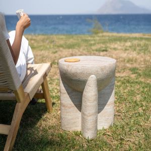 LITHOS HANDLE SIDE TABLE BEIGE 36.5x36.5x46.5