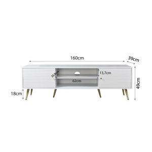 ZIZEL TV STAND 2ΠΟΡΤΕΣ ΛΕΥΚΟ ΜΕ PATTERN ΧΡΥΣΟ 160x39xH49cm