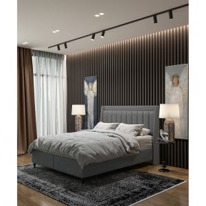 HARMONY ΚΡΕΒΑΤΙ ΜΕ ΑΠΟΘΗΚ. ΧΩΡΟ ΚΑΙ ΣΤΡΩΜΑ ΓΚΡΙ 07-780 207x174x126.5