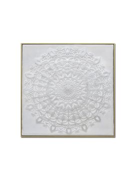 MANDALA ΠΙΝΑΚΑΣ ΔΙΑΚΟΣΜΗΣΗΣ 62x62x5cm ΚΑΜΒΑΣ ΛΕΥΚΟ ΧΡΥΣΟ ΞΥΛΟ