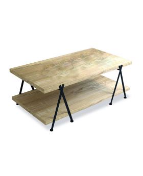ALPHA COFFEE TABLE WHITE WASHED ΜΑΥΡΟ 120x66xH45cm